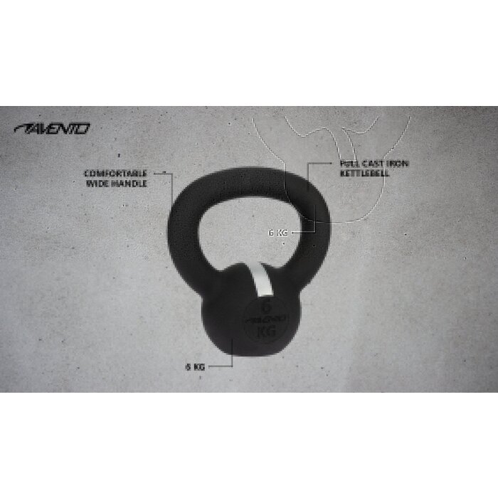 Avento® Avento® - Kettlebell Gietijzer • 6 KG • Zwart/Zilvergrijs