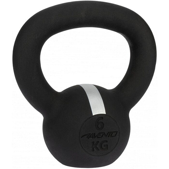 Avento® Avento - Kettlebell Gusseisen • 6 KG • Schwarz/Silbergrau