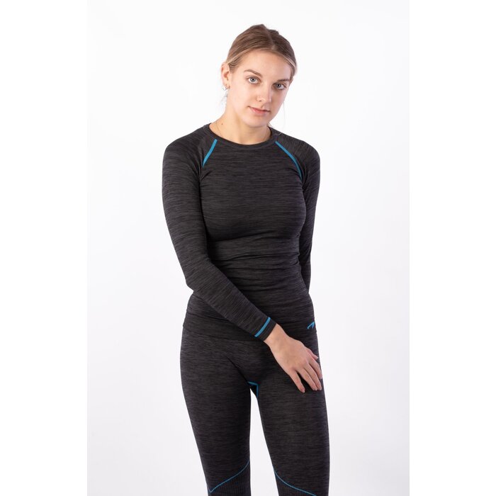 Avento® Avento® - Thermoshirt Dames • SUPERIOR • Zwart/Aqua