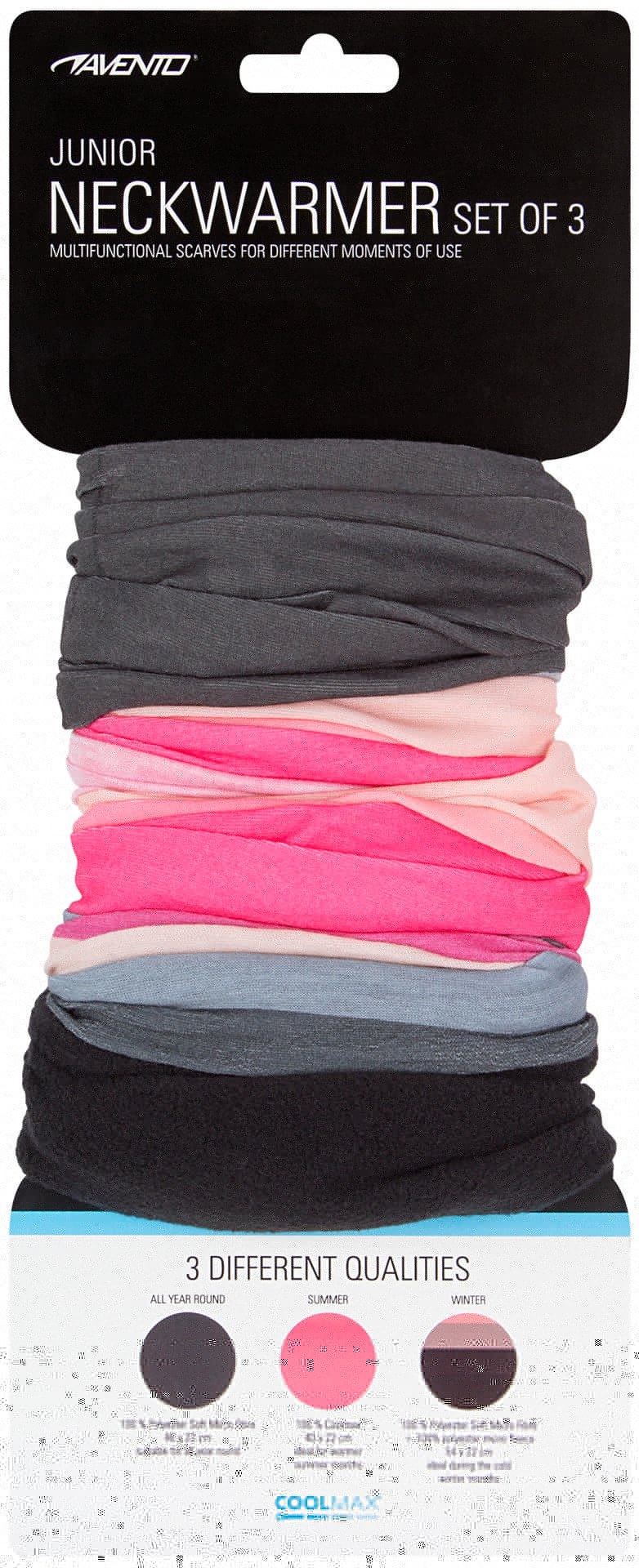 Avento® Avento - Junior Scarf Set - 3 Pieces - ACTIVE - Pink/Anthracite