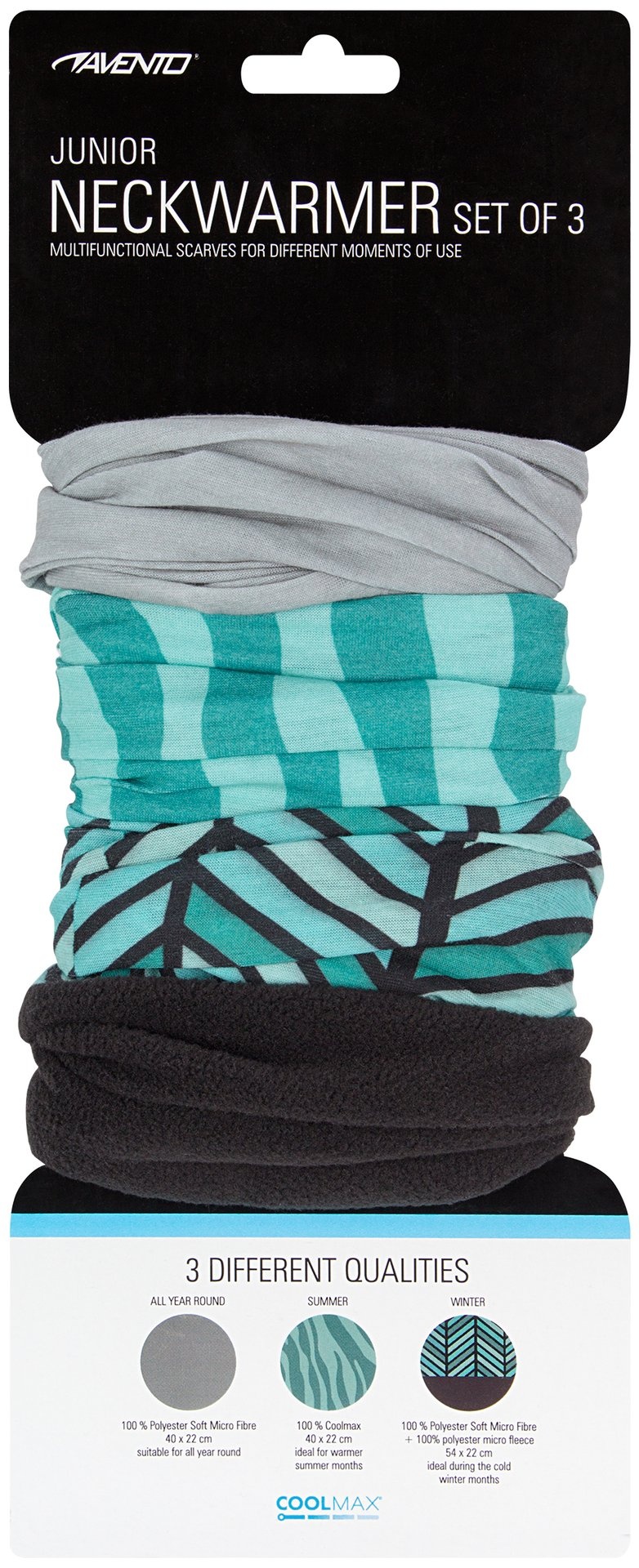 Avento® Avento - Halstuch-Set Junior - 3 Stück - ACTIVE - Petrol/Hellblau