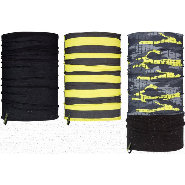 Avento® Avento - Halstuch-Set Junior - 3 Stück - ACTIVE - Fluoreszierend gelb/Schwarz