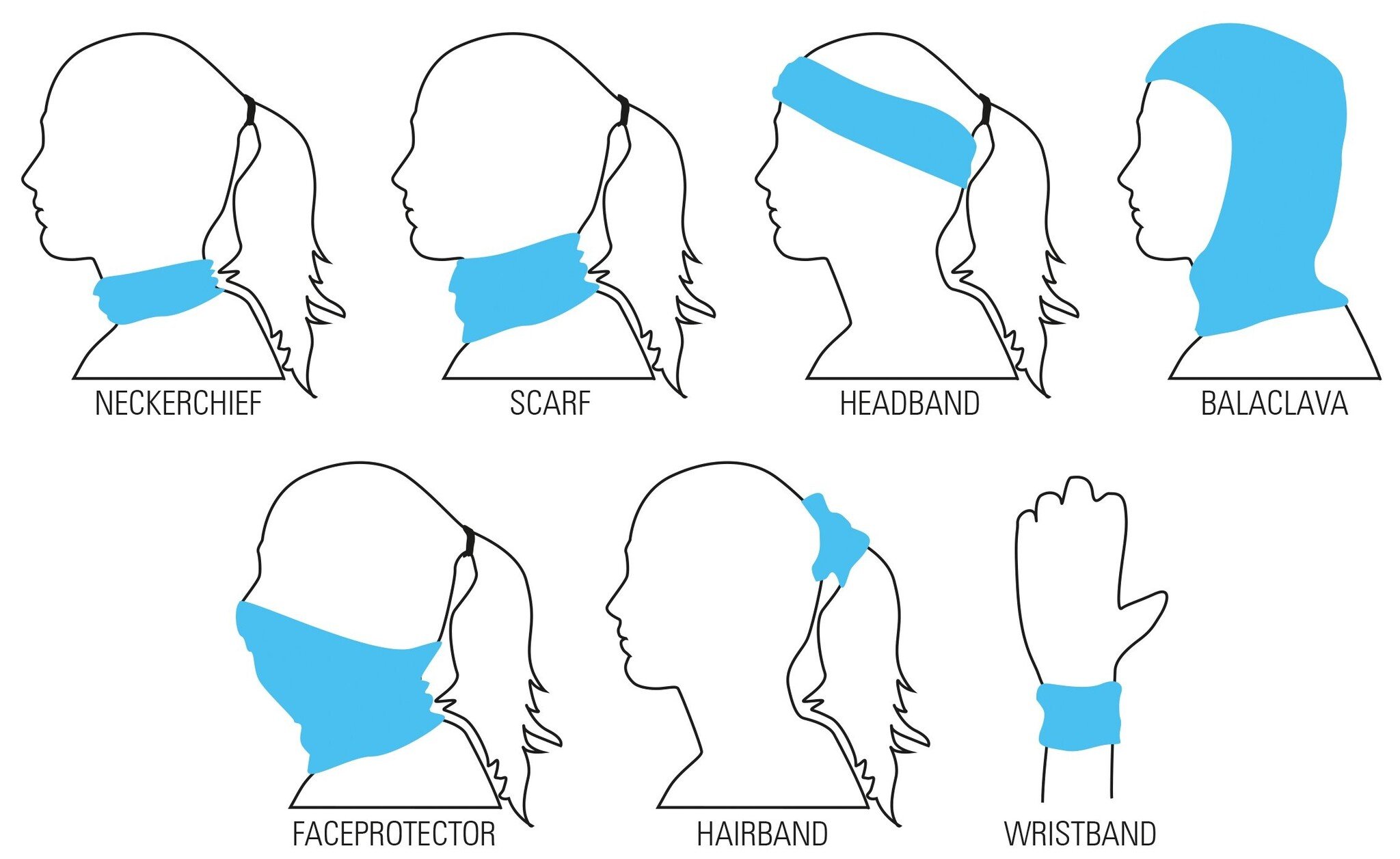 Avento® Avento - Set de 3 écharpes cols Junior - ACTIVE - Jaune fluo/Noir