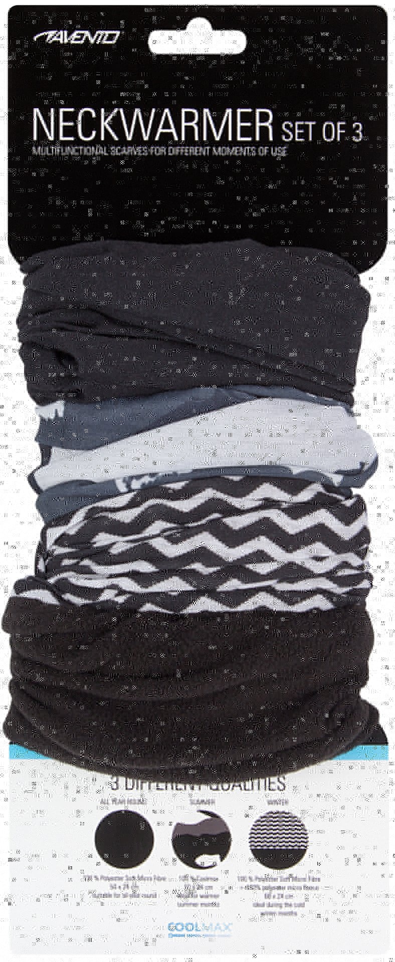 Avento® Avento - Men's Scarf Set - 3 Pieces - ACTIVE - Black/Anthracite