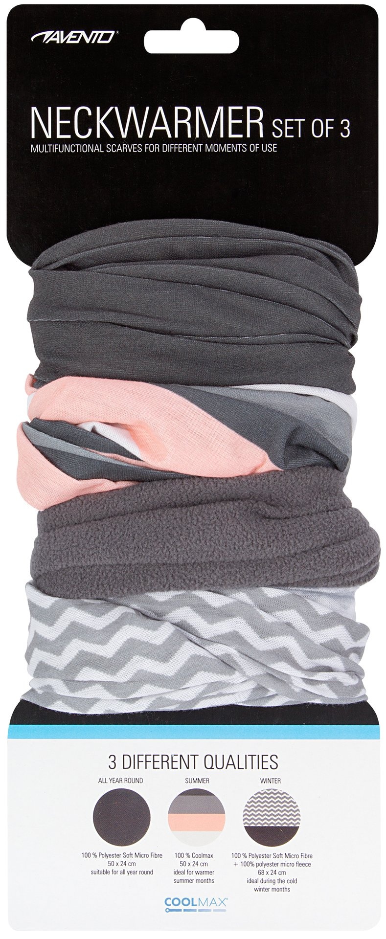 Avento® Avento - Women's Scarf Set - 3 Pieces - ACTIVE - Light Pink/Anthracite