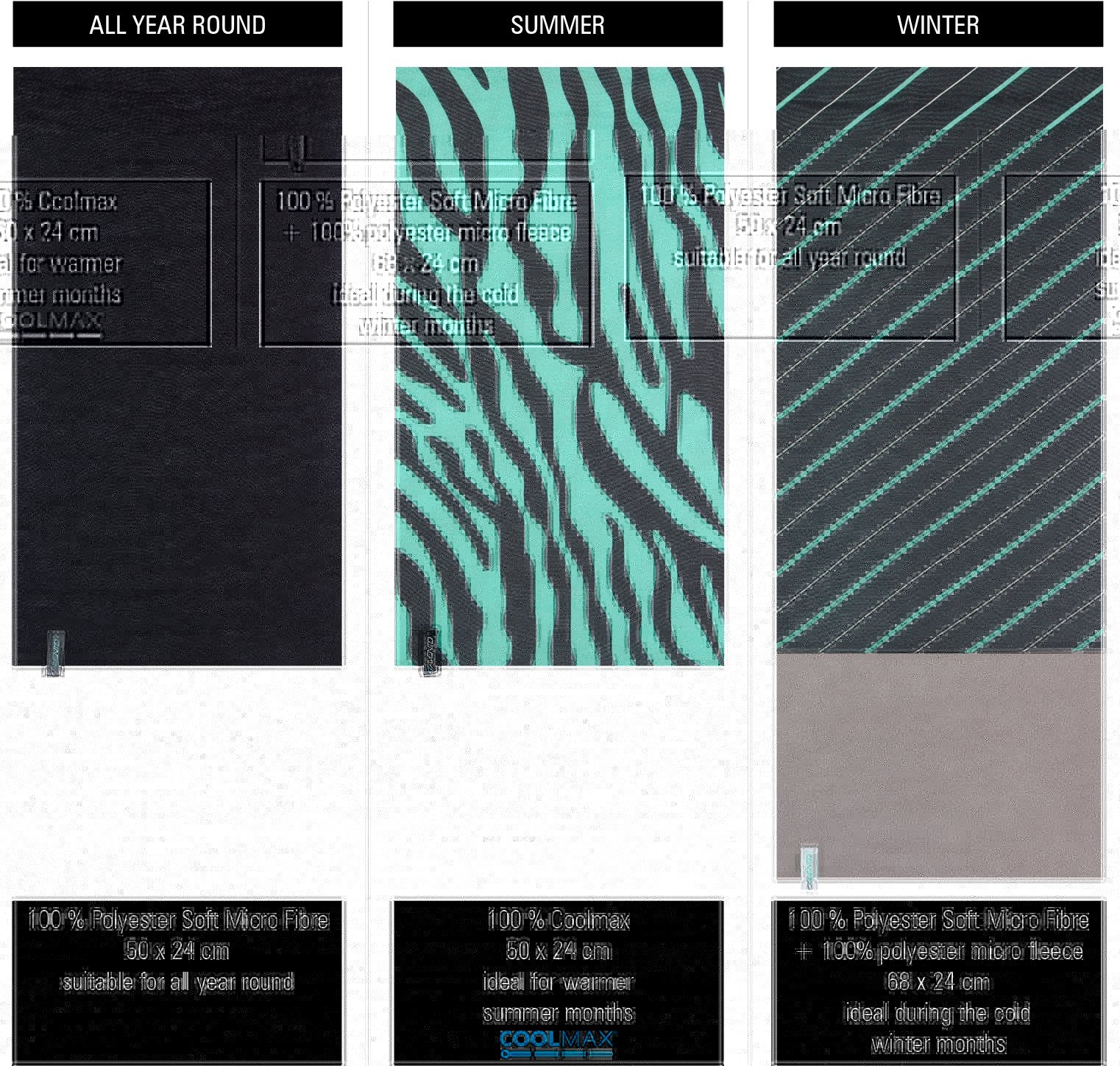 Avento® Avento – Halstuch-Set für Herren – 3 Stück – ACTIVE – Blau/Schwarz