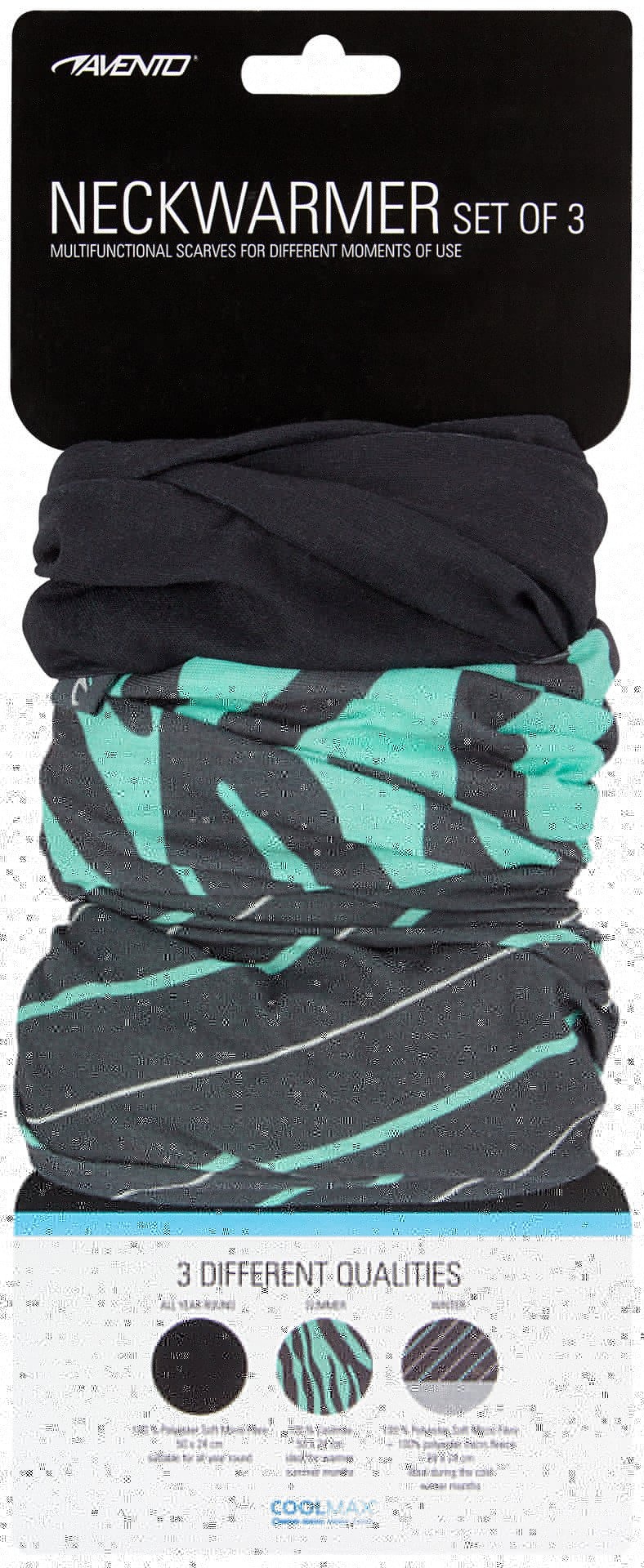 Avento® Avento - Ensemble de foulards pour hommes - 3 pièces - ACTIVE - Bleu/Noir