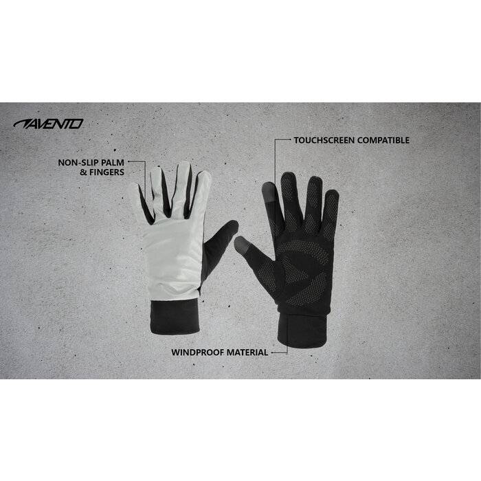 Avento® Avento - Sports Gloves Windproof Reflective • Silver/Black