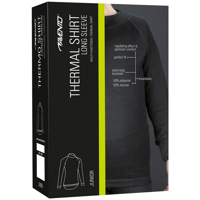 Avento® Avento - Langärmeliges Thermoshirt • JUNIOR • Schwarz