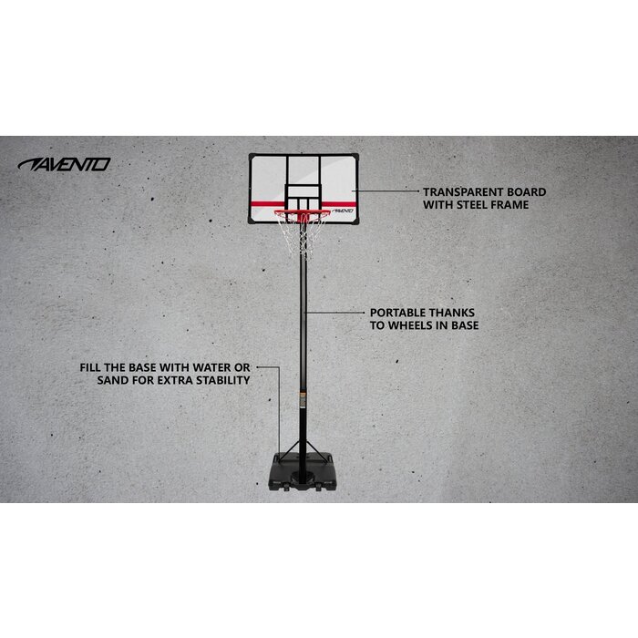 Avento® Avento - Basketballständer mobil und einstellbar • LEGENDARY • Schwarz/Transparent