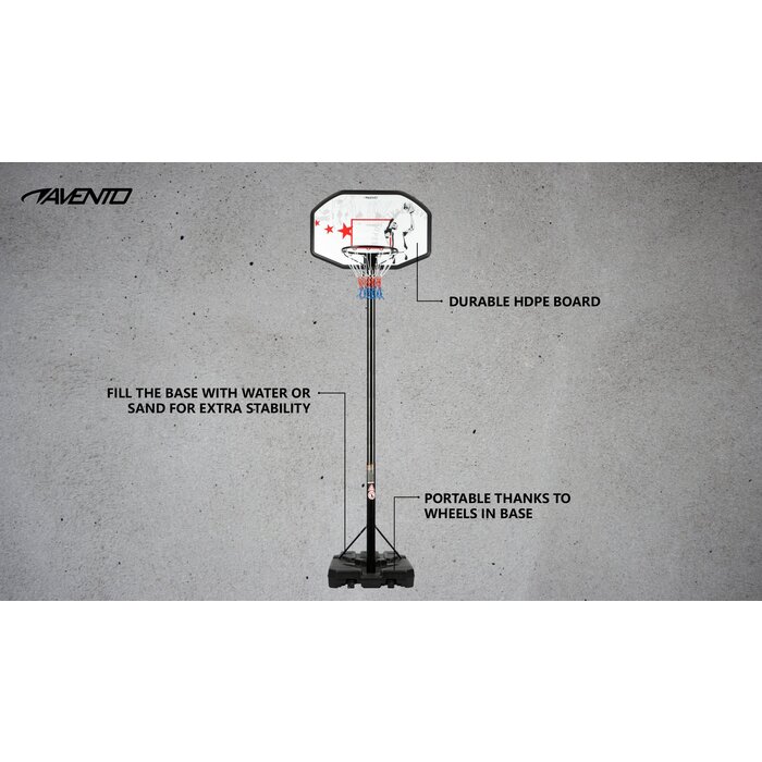 Avento® Avento - Basketballständer mobil und verstellbar • FAST BREAK • Schwarz/Weiß