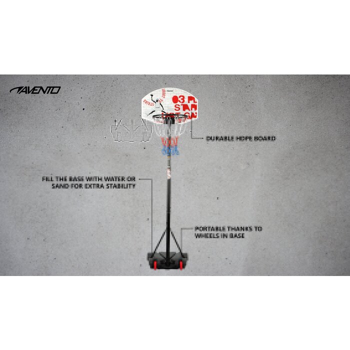 Avento® Avento® - Basketbalstandaard Verrijdbaar • CHAMPION SHOOT • Zwart/Wit