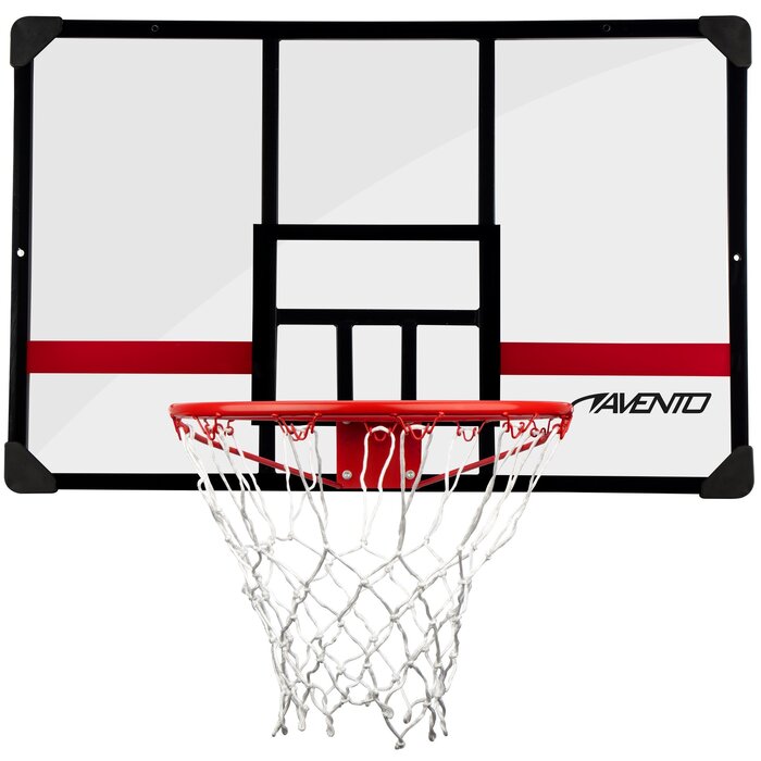 Avento® Avento - Basketball board + Ring + Net • LEGENDS LEAGUE • Transparent/Red