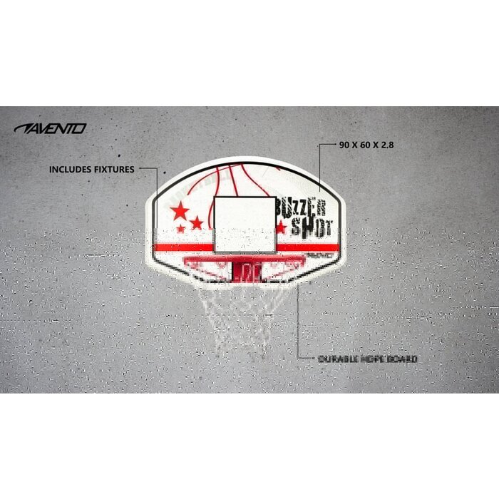 Avento® Avento® - Basketbalbord + Ring + Net • BUZZERSHOT • Wit/Rood
