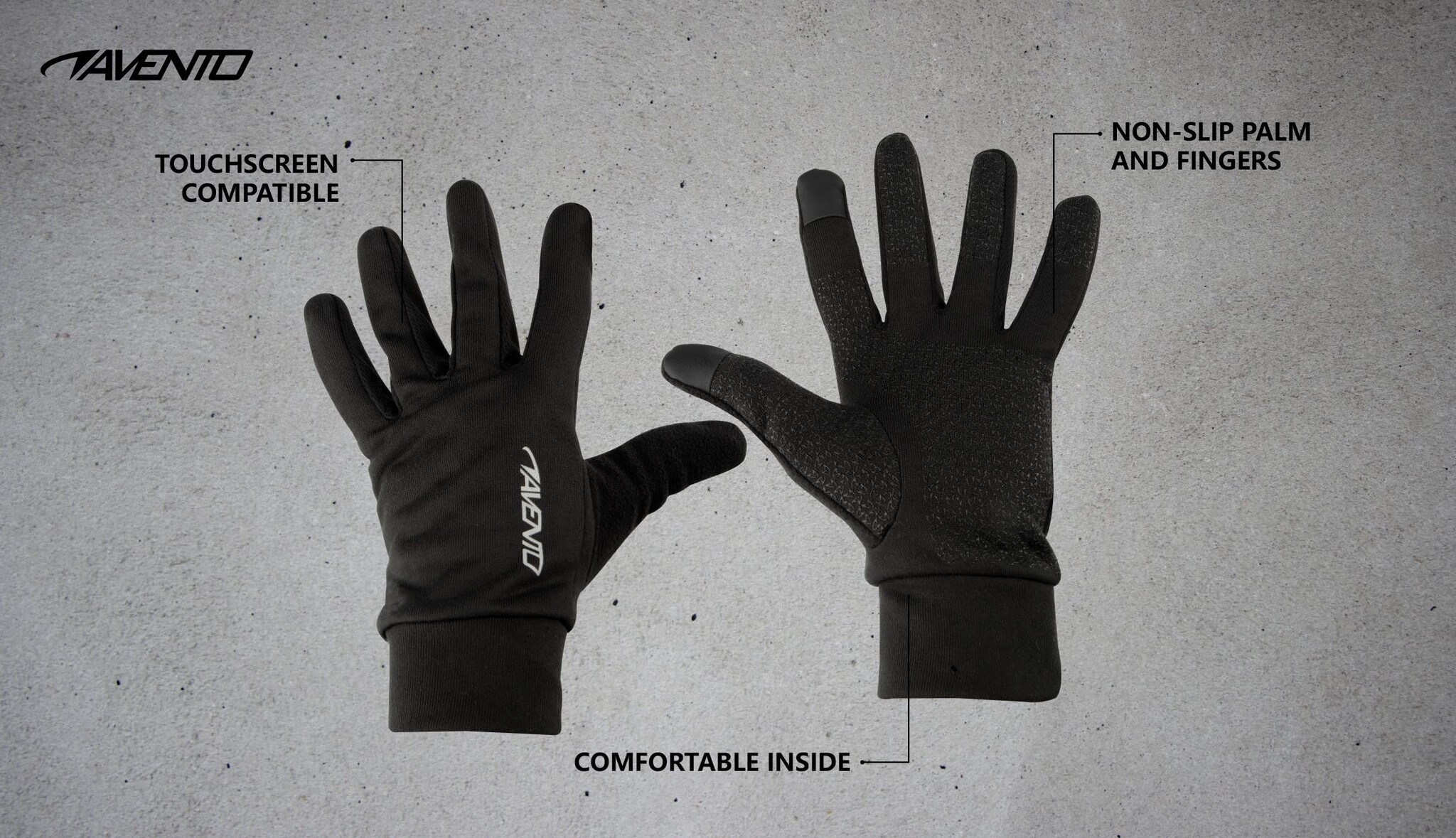 Avento® Avento - Gants de sport avec pointe tactile - BASIC BLACK - Noir