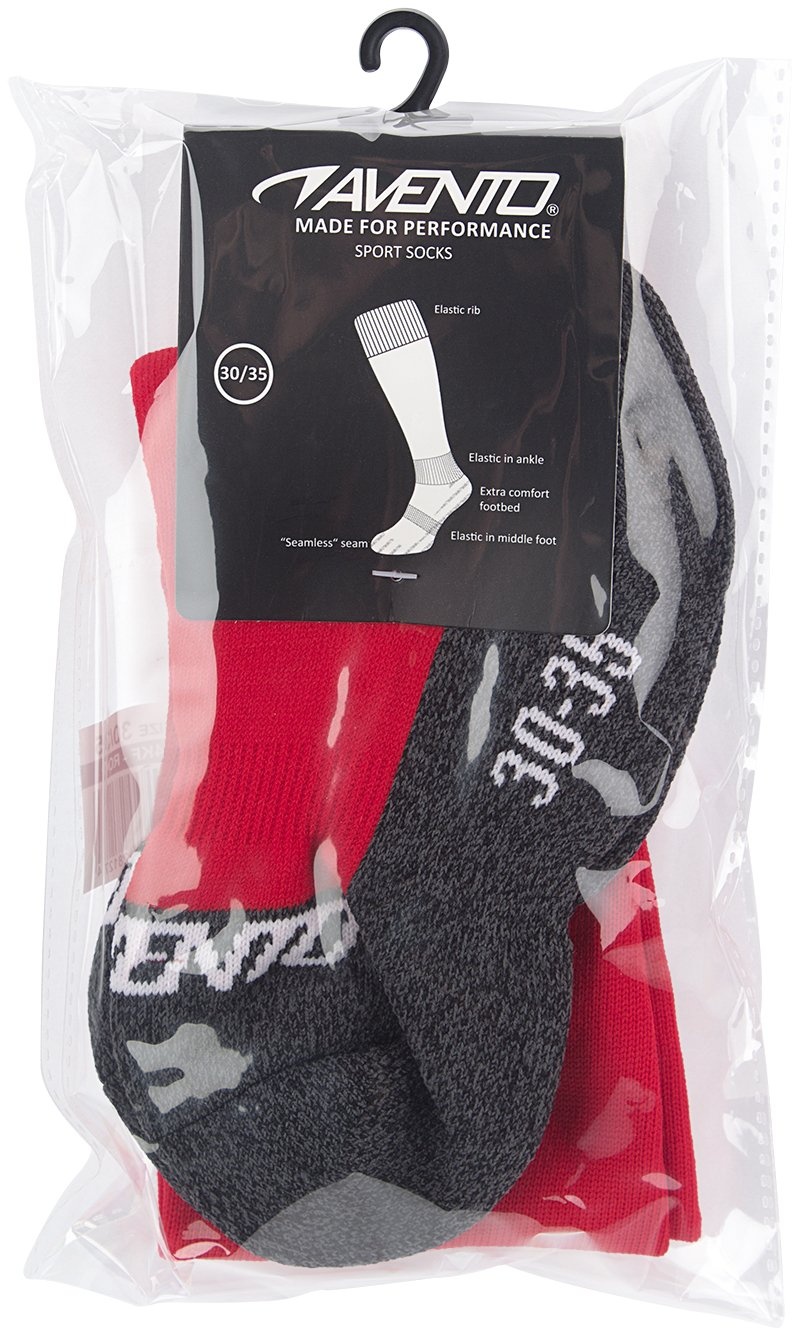 Avento® Avento - Chaussettes de football - Rouge/Gris chiné