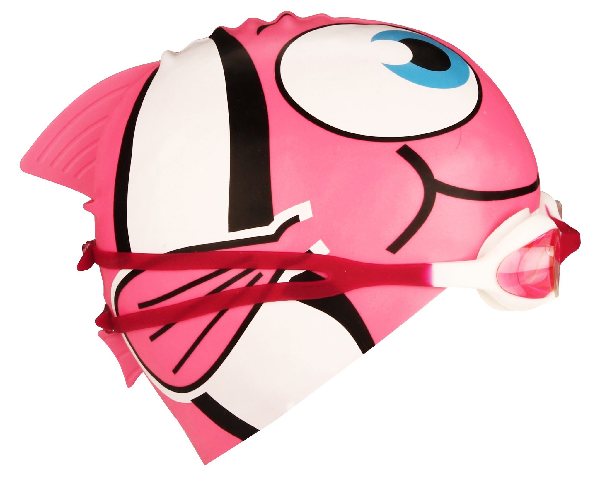 Waimea® Waimea - Fish Swim Cap with Goggles - JUNIOR - Fuchsia/White