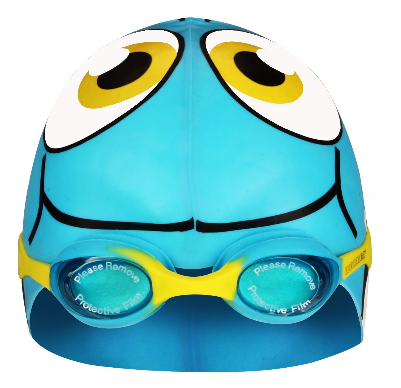Waimea® Waimea - Fish Swim Cap with Goggles - JUNIOR - Light Blue/White