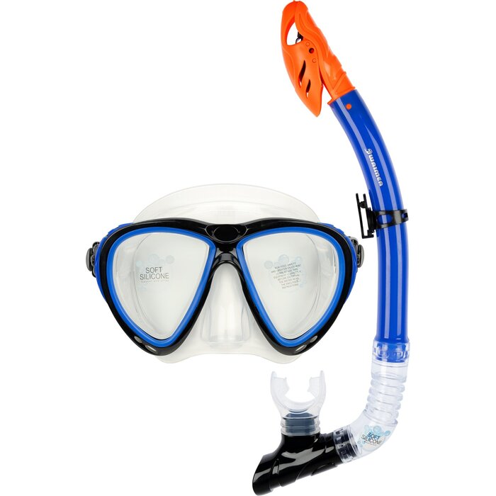 Waimea® Waimea - Masque de plongée avec tuba - Silicone - SENIOR - Noir/Cobalt