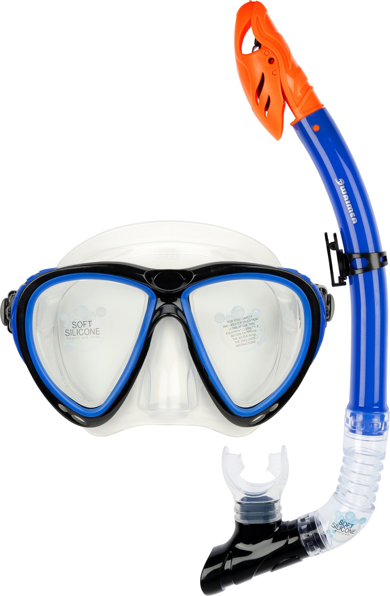 Waimea® Waimea – Tauchmaske mit Schnorchel – Silikon – SENIOR – Schwarz/Kobalt