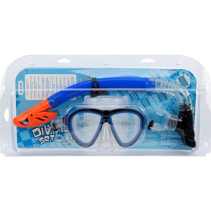 Waimea® Waimea - Duikmasker met Snorkel - Silicone - SENIOR - Zwart/Kobalt