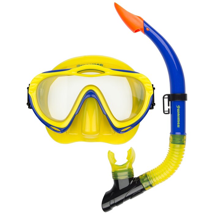 Waimea® Waimea® - Masque de plongée avec tuba - Junior • MALEKO • Jaune/Cobalt