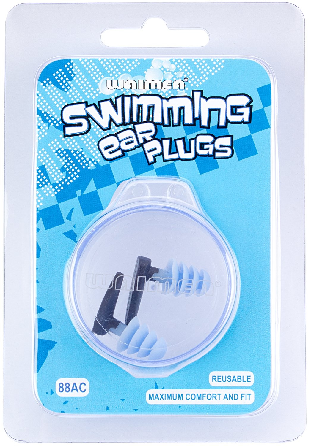 Waimea® Waimea - Bouchons d'oreille pour la natation - Noir/Bleu clair