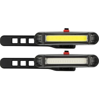 Get & Go® Get & Go – LED-Fahrradbeleuchtungsset, wiederaufladbar – ZOOM BAR 45 – Schwarz