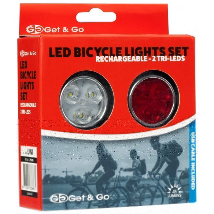 Get & Go® Get & Go - Kit d'éclairage LED rechargeable pour vélo - TRI- LED 45 - Noir