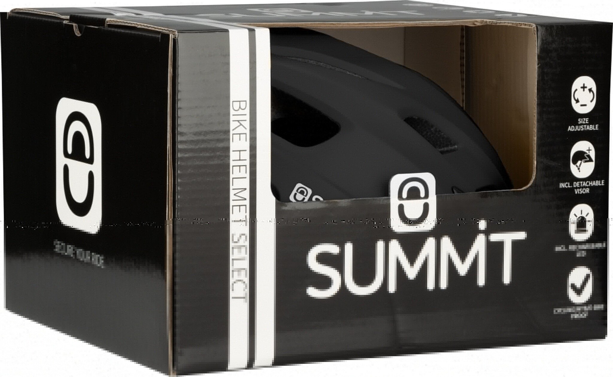 Summit Summit - Casque de vélo Sr - Réglable + LED - Noir