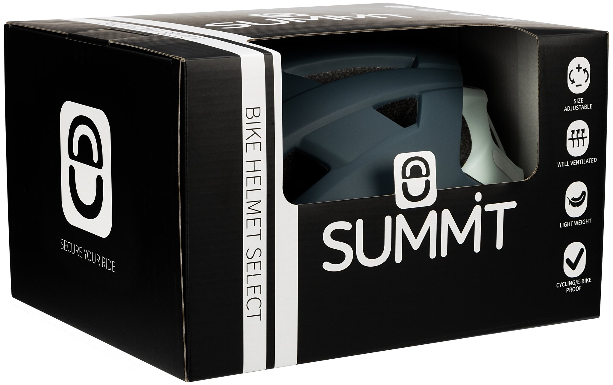 Summit Summit - Casque de vélo de sécurité Senior - Réglable - Bleu denim/Gris clair