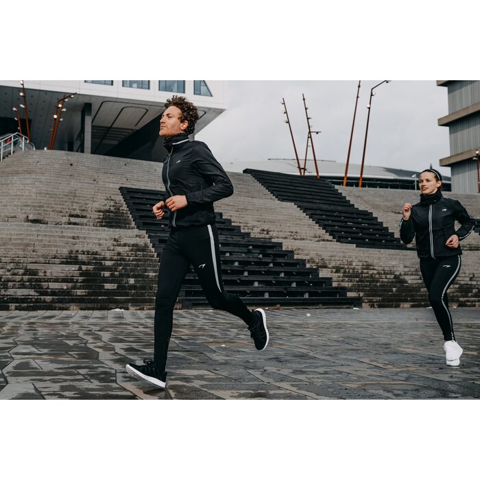 Avento® Avento - Pantalon de course pour homme - Reflective Stripe - Noir/Argent