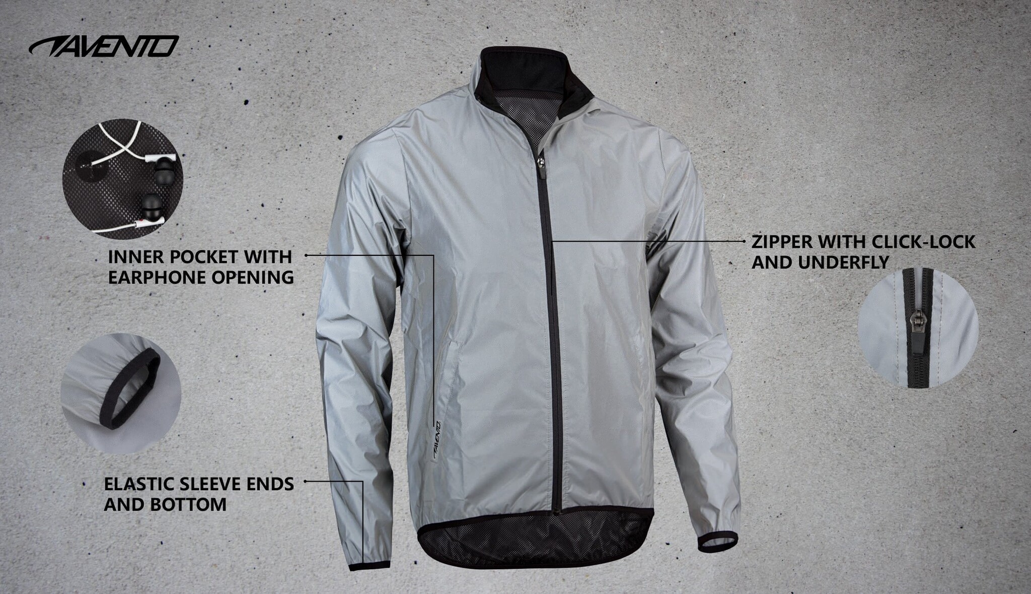 Avento® Avento - Veste réfléchissante pour hommes - FULL REFLECTIVE - Argent