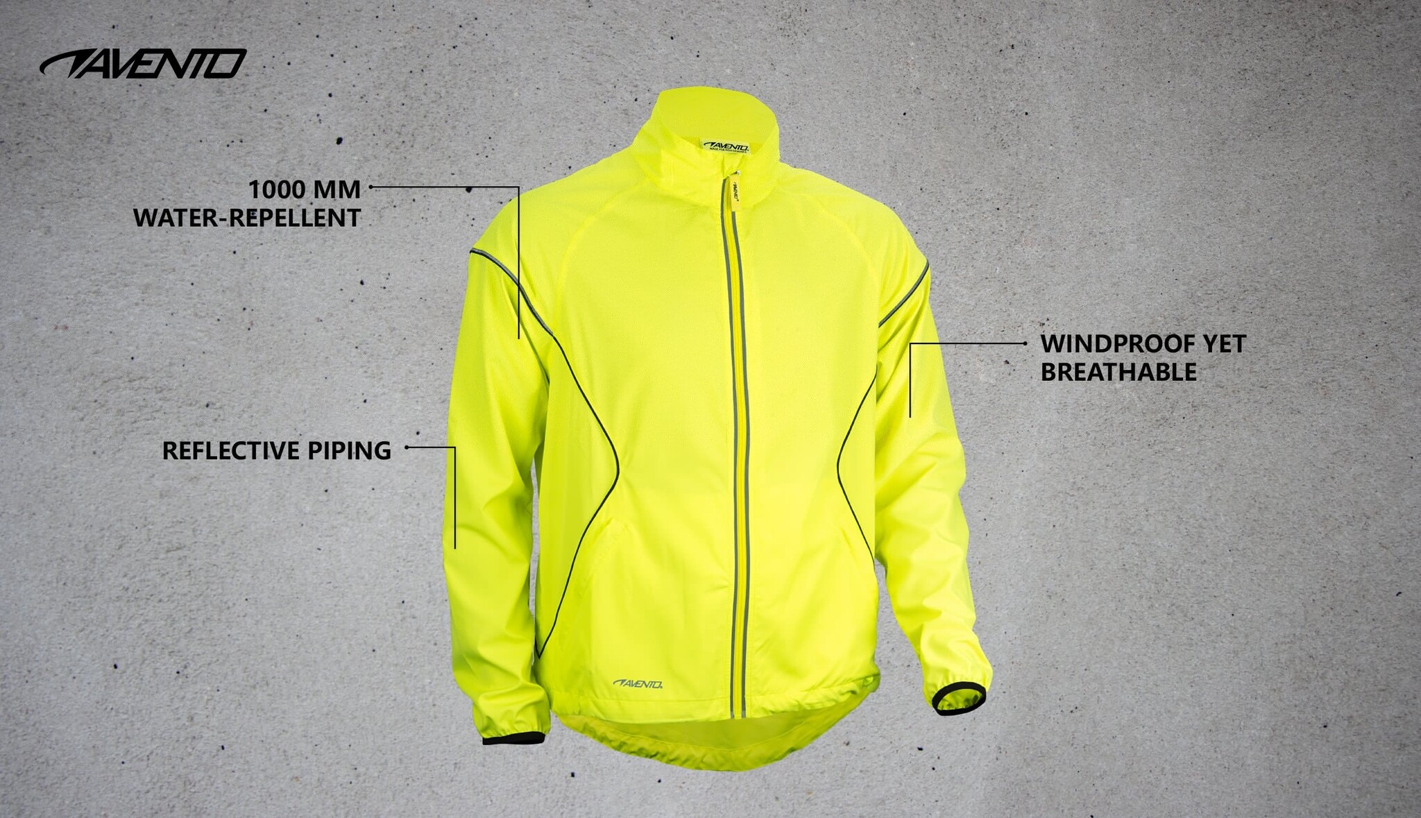 Avento® Avento - Running Jacket - NEON YELLOW - Yellow/Black