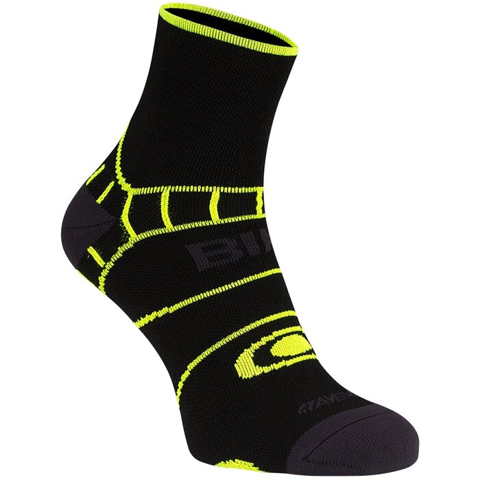 Avento® Avento – Radsport-Socken mit Climayarn – Schwarz/Fluoreszierendes Gelb