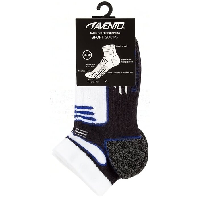 Avento® Avento - Men's Sports Ankle Socks - 2-PACK - White/Cobalt