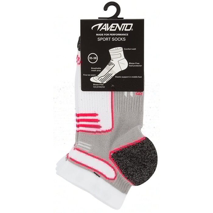Avento® Avento - Women's Sports Ankle Socks - 2-PACK - White/Pink