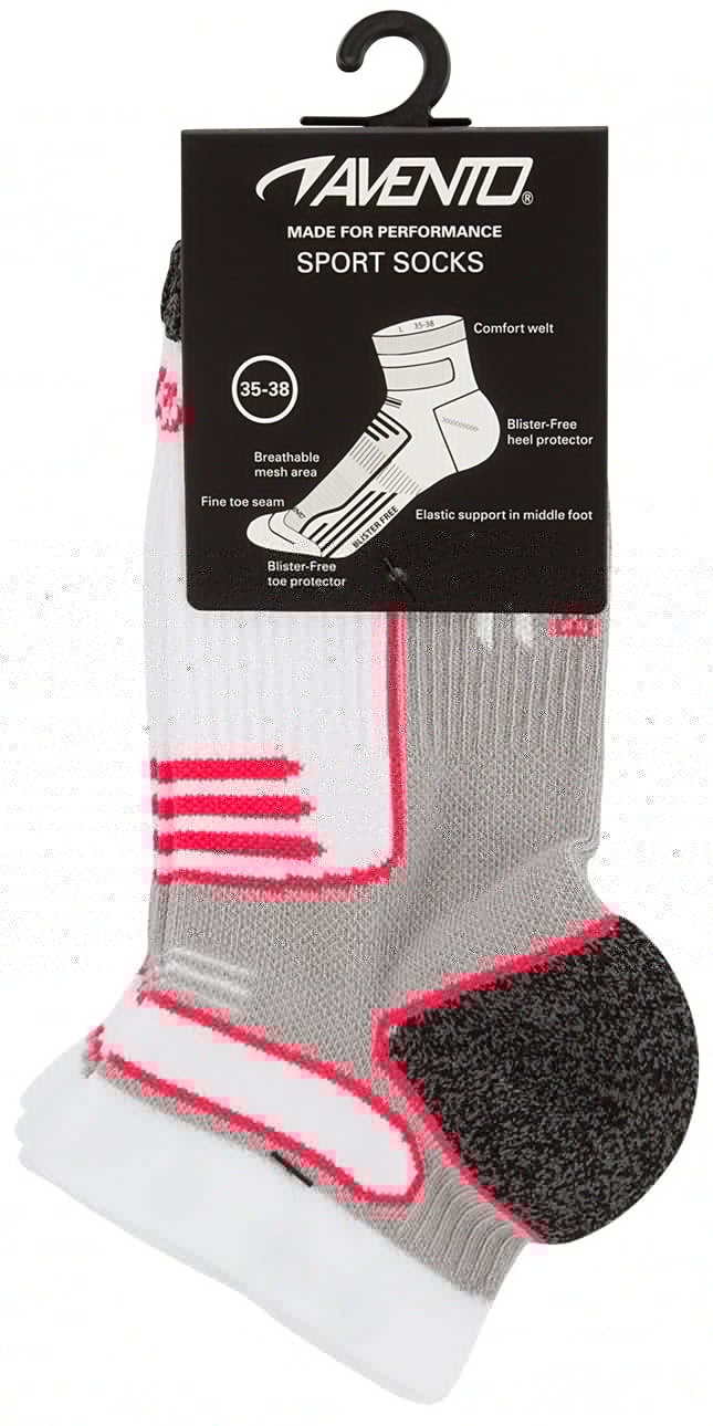 Avento® Avento - Women's Sports Ankle Socks - 2-PACK - White/Pink