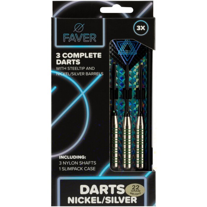 Faver® Faver® - Darts Nickel/Silber • METALIC • Schwarz/Blau