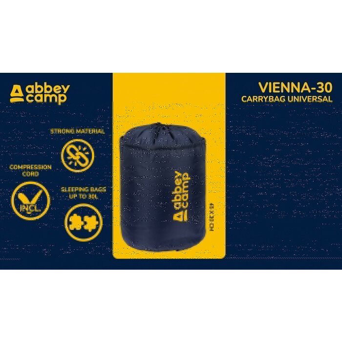 Abbey Camp® Abbey Camp® - Draagtas Universeel voor Slaapzak • VIENNA-30 • Marine/Geel