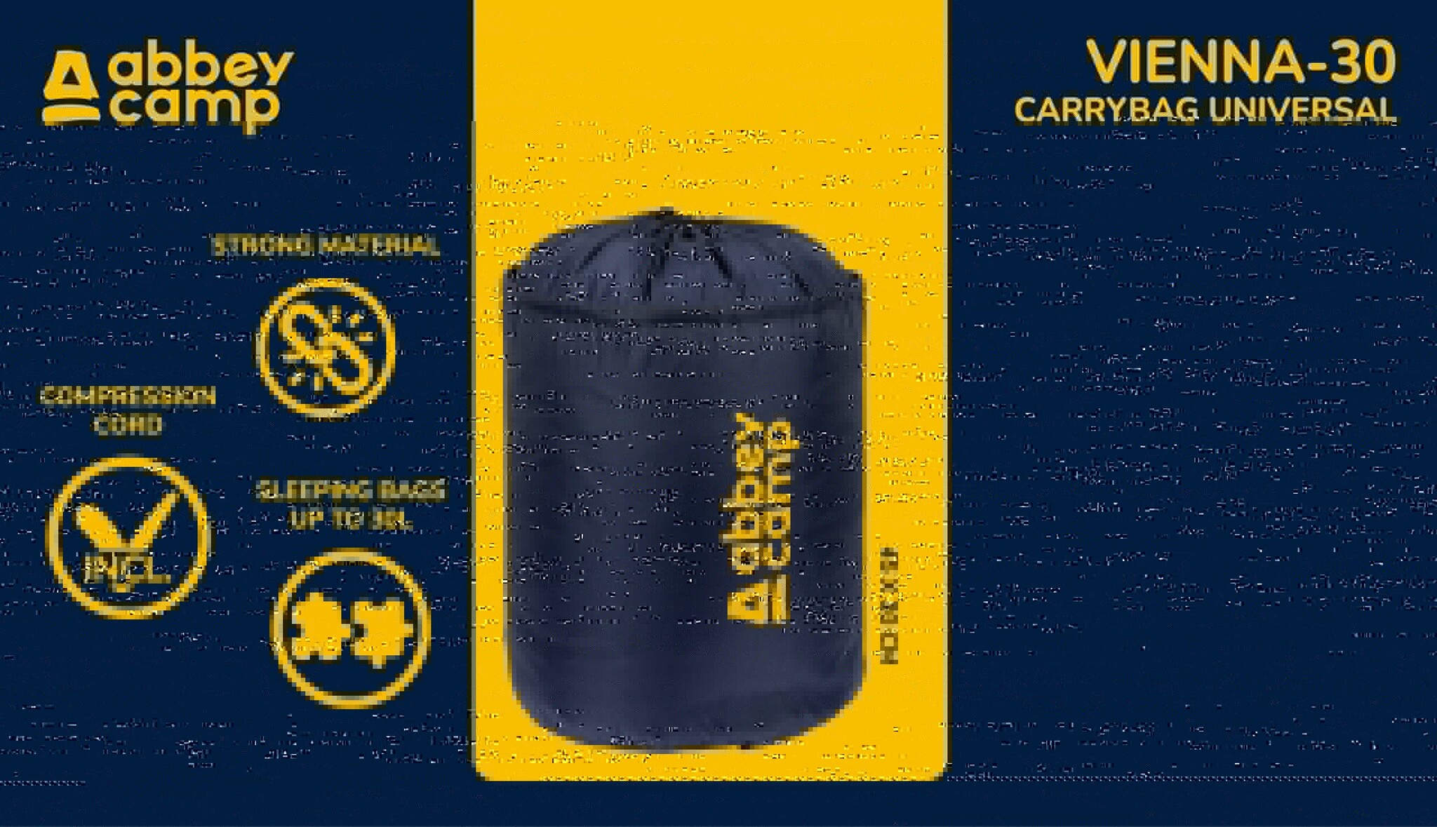Abbey Camp® Abbey Camp – Universelle Tragetasche für Schlafsäcke – VIENNA-30 – Marineblau/Gelb