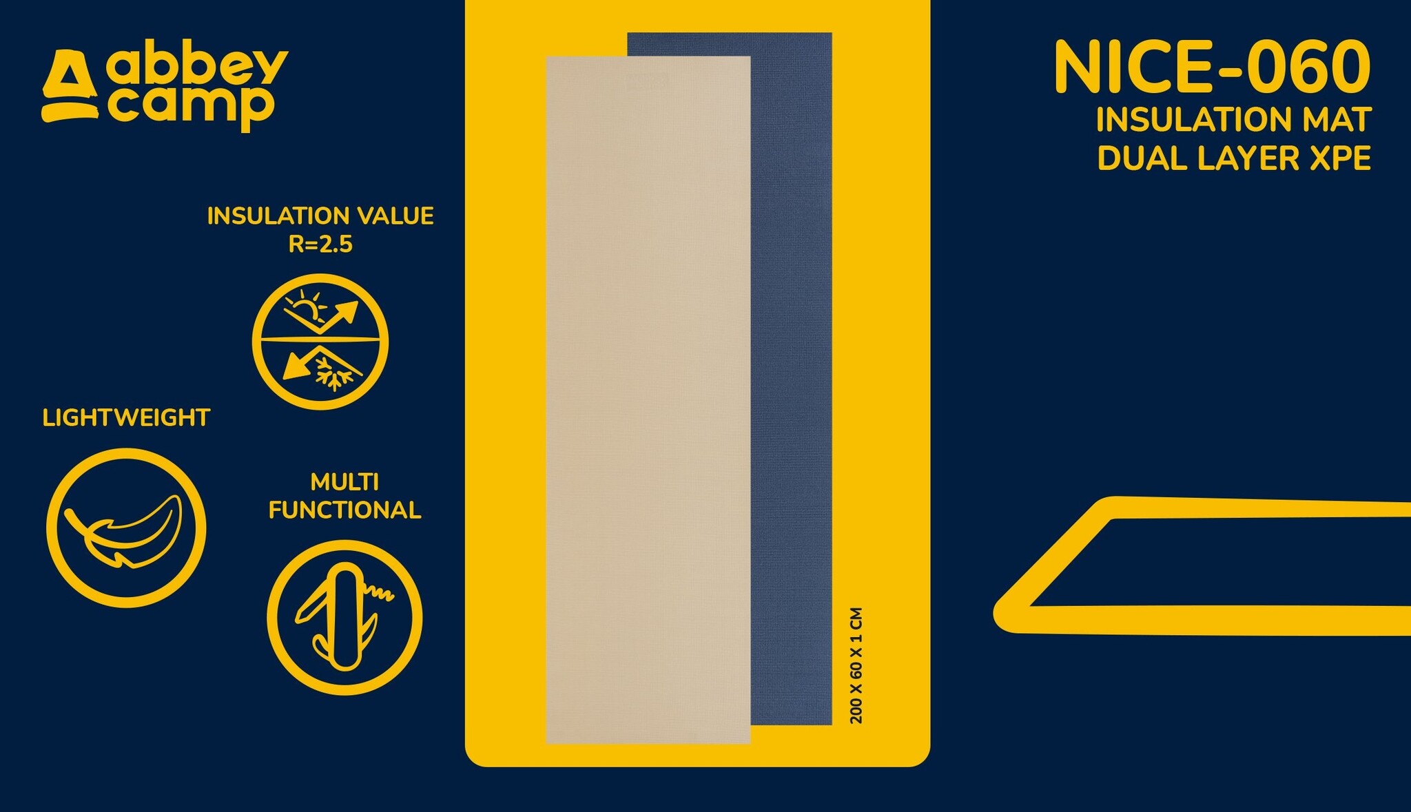 Abbey Camp® Abbey Camp - Double Layer XPE Insulation Mat - NICE-060 - Sand/Navy