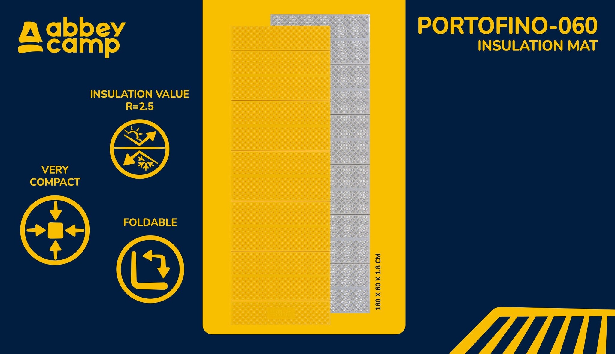 Abbey Camp® Abbey Camp - Foldable Insulation Mat XPE/Silver - PORTOFINO-060 - Yellow/Silver