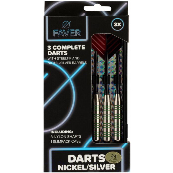 Faver® Faver® - Darts Nickel/Silver • METALIC • Rood/Zwart