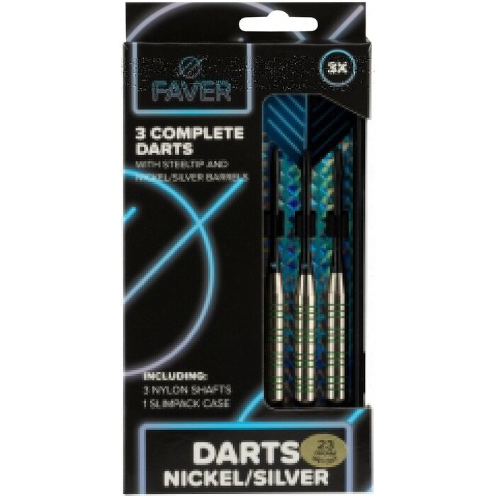 Faver® Faver® - Darts Nickel/Silver • METALIC • Blauw/Zwart