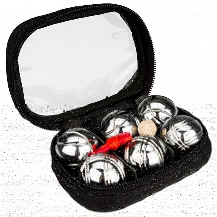 Get & Go® Get & Go® - Mini Jeu de Boules Set • 6 Bälle • Chrom/Schwarz