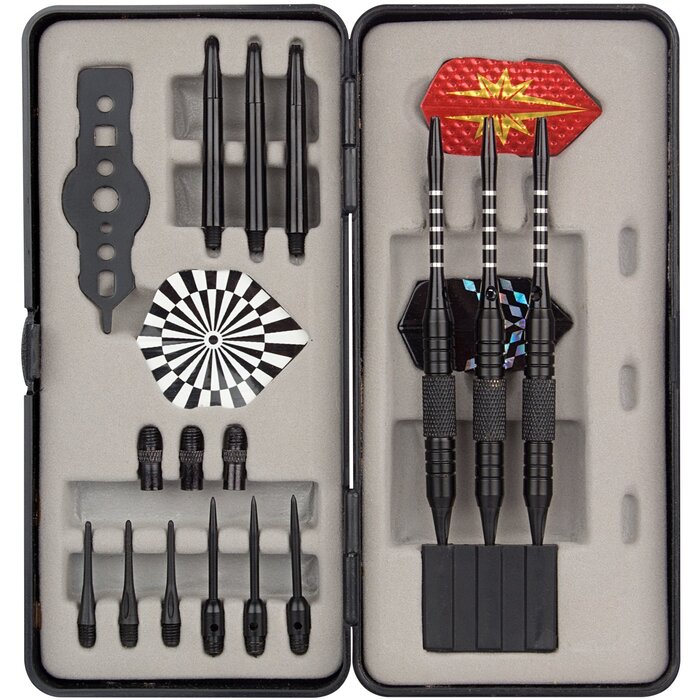 Abbey® Darts - Ensemble de fléchettes • Conseil en acier / pointe douce • Noir