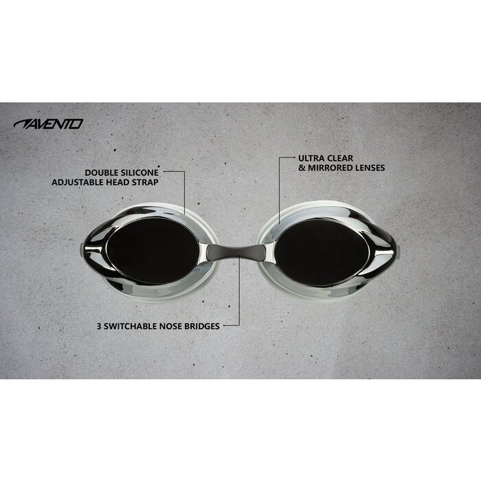 Avento® Avento - Swimming goggles Racing • SENIOR • Silver