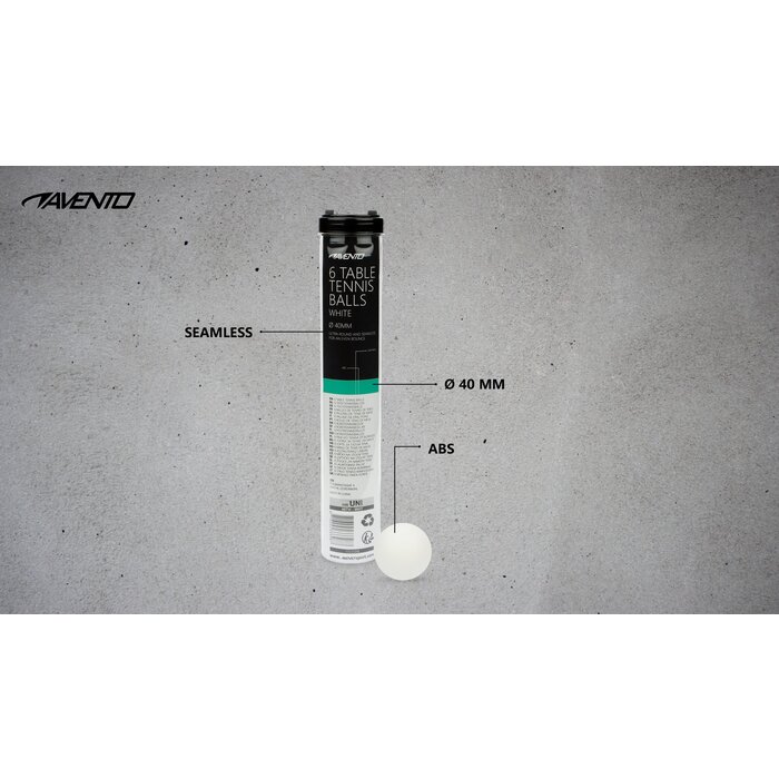 Avento® Avento - 6 Tischtennisbälle • ABS White • Weiß