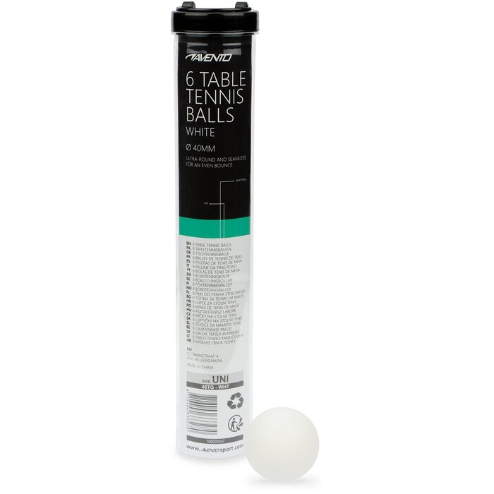 Avento® Avento® - 6 Tafeltennisballen • PP White • Wit